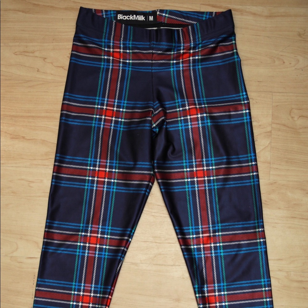 BlackMilk Tartan Blue Leggings, size M